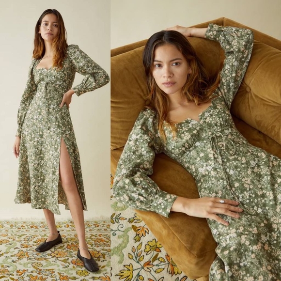 Rare REFORMATION Anton Linen Dress in Linseed Print - Picture 2 of 7